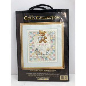 COPY - Dimensions Gold 1996 Guardian Angel Birth Record Cross Stitch Kit 3819 S…